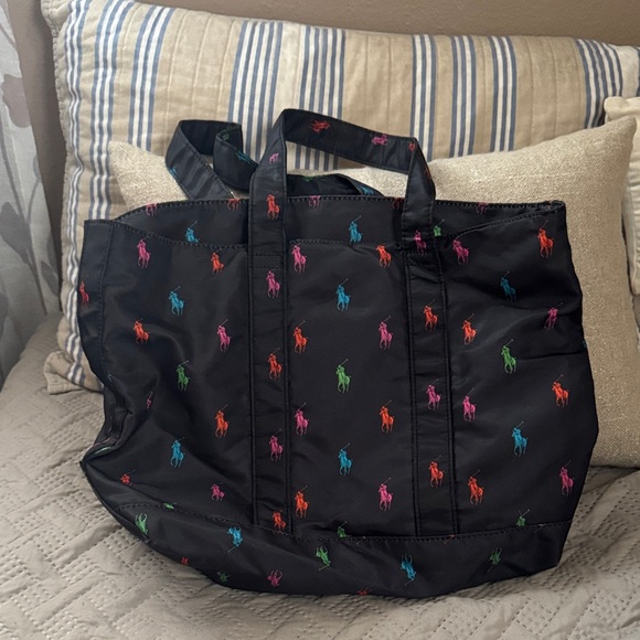Ralph Lauren Black Tote with Colorful Polo Icons - Picture 2 of 8